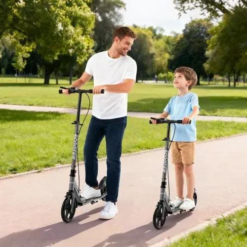 VEVOR Scooter (2 Räder) für Kinder ab 8 Jahren, Cityroller Kinderroller Straßenroller mit höhenverstellbarem Lenker & rutschfestem Deck & Handbremse, faltbarer Tretroller bis zu 100 kg, Grau – Bild 7