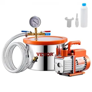 VEVOR 5,68 L Vakuumkammer und 3,5 CFM Pumpe, Edelstahlkammer, 1-stufiges Vakuumpumpen-Entgasungskammerset, mit Acryldeckel, Öl, 1,5 m Schlauch, Vacuum Pump Kit zum Entgasen von Harz-Silikon-Epoxiden VEVOR 5,68 L Vakuumkammer und 3,5 CFM Pumpe, Edelstahlkammer, 1-stufiges Vakuumpumpen-Entgasungskammerset, mit Acryldeckel, Öl, 1,5 m Schlauch, Vacuum Pump Kit zum Entgasen von Harz-Silikon-Epoxiden