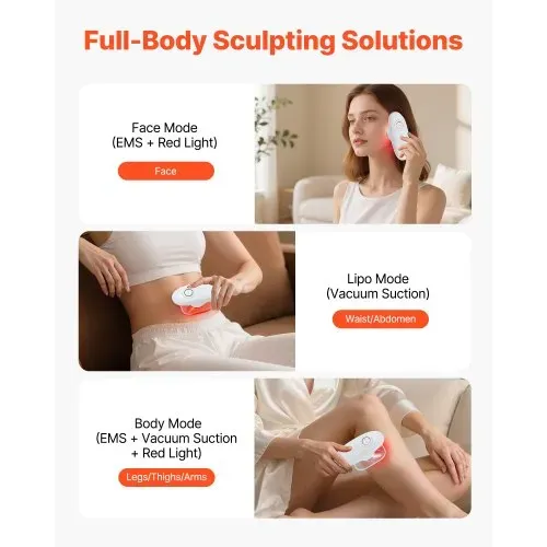 VEVOR Körperformungsgerät 3 in 1 elektrisches Cellulite-Massagegerät mit 3 einstellbaren Funktionsmodi & 60-minütiger kabelloser Nutzung, Schröpfmassage für Rücken, Bauch, Taille, Arme, Beine – Bild 3