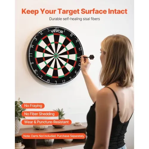 VEVOR Dartscheibe 450 mm, Sisalfaser-Dartboard mit klammerfreiem Bullseye, Blade-Draht & drehbarem Zahlenring, für Party- & Spielzimmer zu Hause (Darts nicht im Lieferumfang enthalten) VEVOR Dartscheibe 450 mm, Sisalfaser-Dartboard mit klammerfreiem Bullseye, Blade-Draht & drehbarem Zahlenring, für Party- & Spielzimmer zu Hause (Darts nicht im Lieferumfang enthalten)
