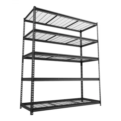 VEVOR Lagerregal 5-Stöckig Drahtregal 1526x612x1813mm mit 1631kg Tragkraft, Gitterregal für Lager Garage Keller & Werkstatt, Stahlkonstruktion, Regalböden Höhenverstellbar, Drahtgitterpaneele, Schwarz – Bild 10