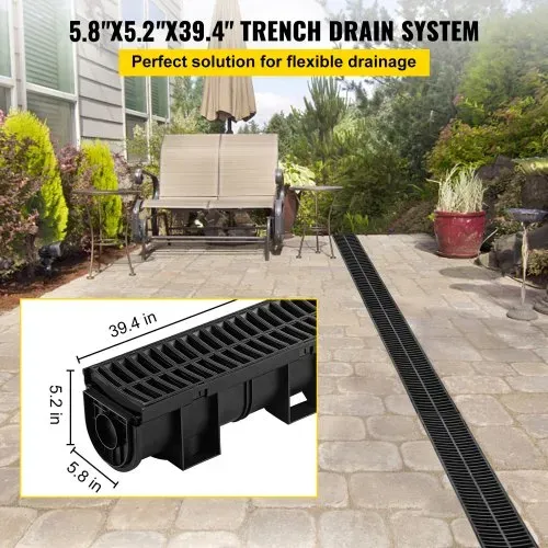 VEVOR Dachrinnen-Set, 3er-Pack, Entwässerungsrinne, HDPE-Kunststoff-Gitterrost-Grabenentwässerungssystem 15x13x100cm, mit 3 Endkappen, Steckverbindung, für Gartenablauf, Auffahrt, Pool, Gehweg VEVOR Dachrinnen-Set, 3er-Pack, Entwässerungsrinne, HDPE-Kunststoff-Gitterrost-Grabenentwässerungssystem 15x13x100cm, mit 3 Endkappen, Steckverbindung, für Gartenablauf, Auffahrt, Pool, Gehweg