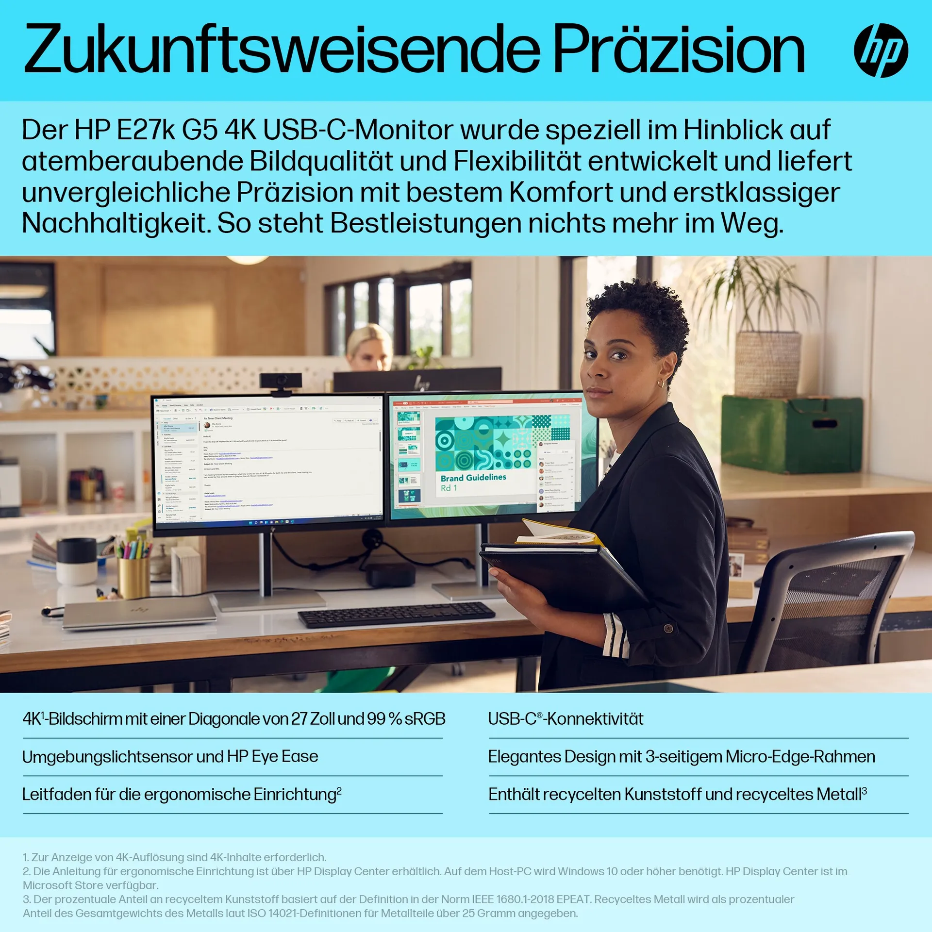 HP E-Series E27k G5 4K USB-C-Monitor – Bild 7