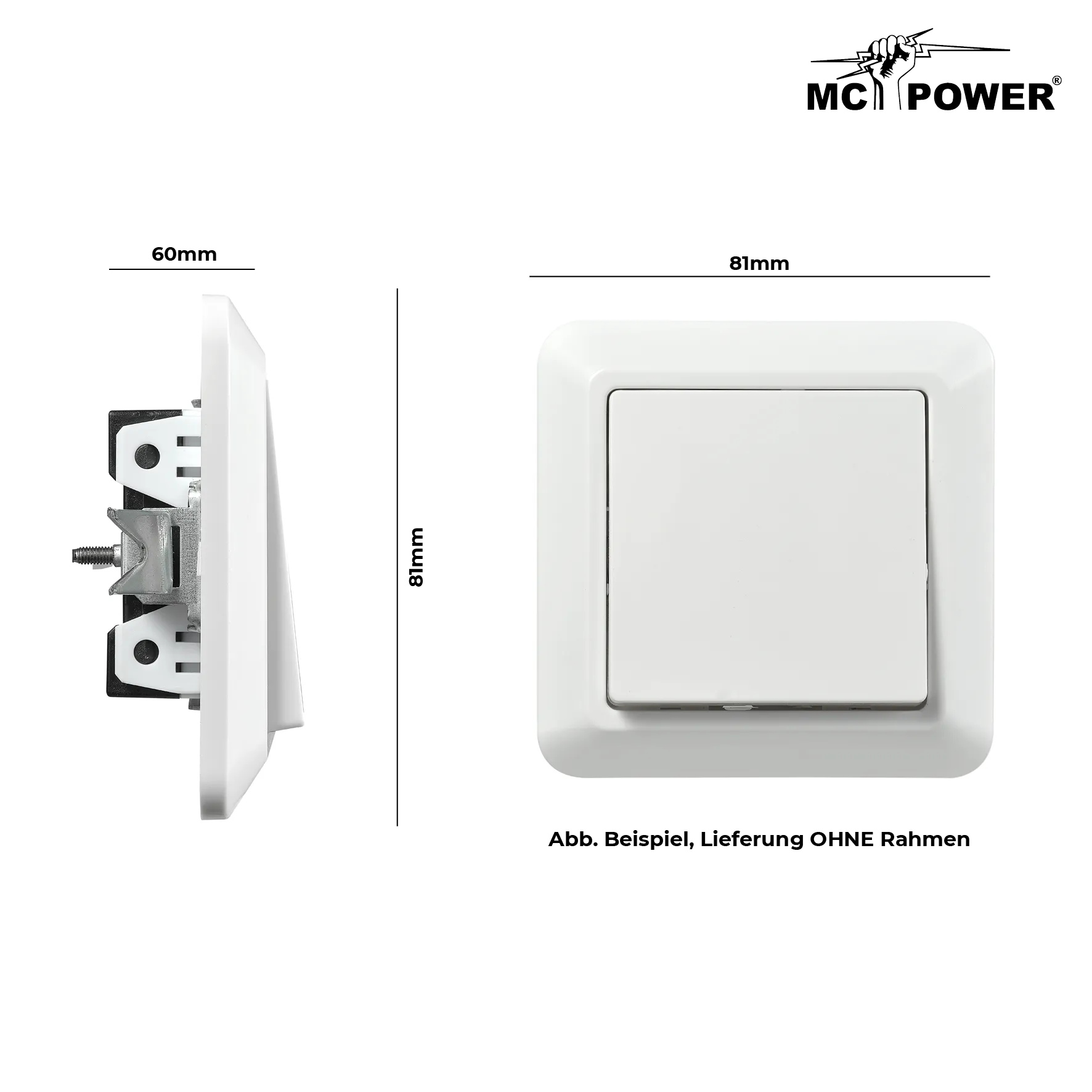 Taster McPower ''Cup'' 250V~/10A, UP, weiß – Bild 3