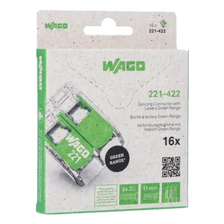 Wago Serie 221 – 2*4mm (16 Stück Retail) Green Range Wago Serie 221 – 2*4mm (16 Stück Retail) Green Range