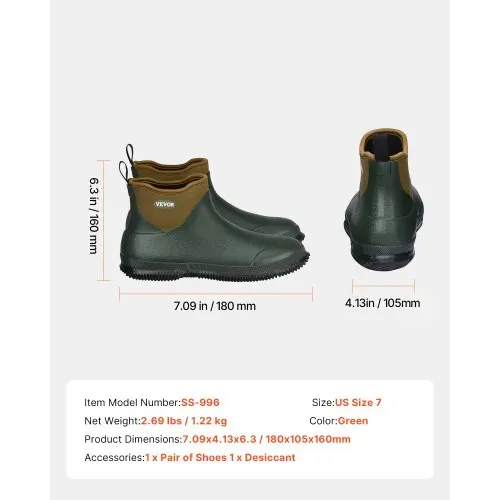VEVOR Deckstiefel, Regenstiefel, Gummistiefel, Knöchelstiefel, isolierte Schlammstiefel für die Gartenarbeit, Neopren-Gummi, leicht und langlebig, für Fertigung, Landwirtschaft, Größe 7 US – Bild 6