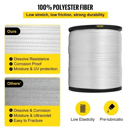 VEVOR 567 kg Polyester-Zugband, 961 m x 12,7 mm flaches Band für Draht- und Kabelrohrarbeiten, variable Funktionen, flaches Seil zum Ziehen/Laden/Verpacken bei jedem Wetter – Bild 3