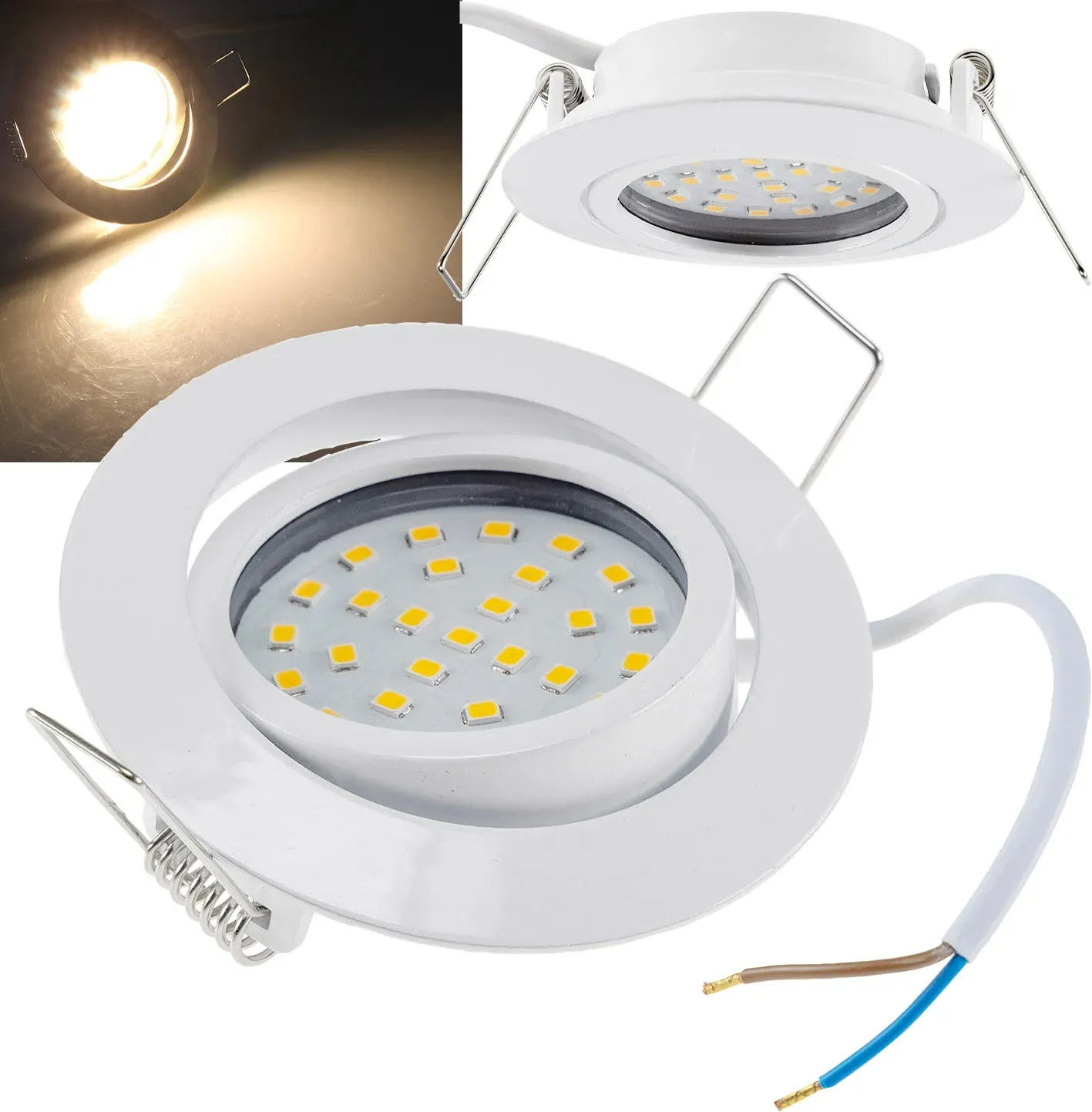LED-Einbauleuchte “Flat-26” warmweiß 80x26mm, 3W, 370lm, weißes Gehäuse LED-Einbauleuchte “Flat-26” warmweiß 80x26mm, 3W, 370lm, weißes Gehäuse