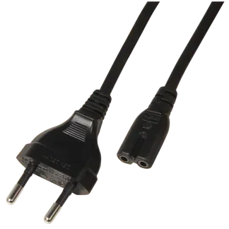Euro-Netzkabel, Länge 1,8 m, 2×0,75 mm², schwarz Euro-Netzkabel, Länge 1,8 m, 2×0,75 mm², schwarz
