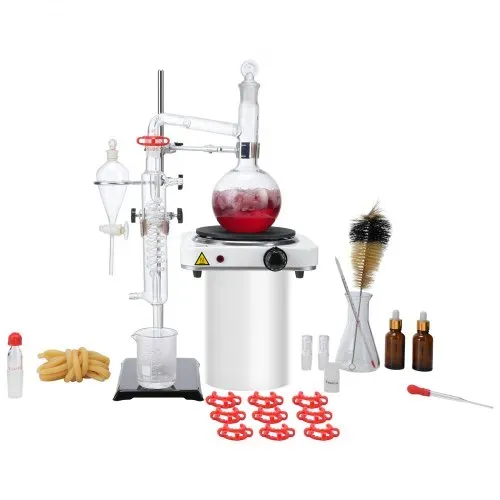 VEVOR Destillationsset für Ätherische Öle, 500 ml Destillationsapparat, 3,3 Boro-Laborglas-Destillationsset mit 1000 W Heizplatte und 24, 40 Gelenken, 33-teiliges Set VEVOR Destillationsset für Ätherische Öle, 500 ml Destillationsapparat, 3,3 Boro-Laborglas-Destillationsset mit 1000 W Heizplatte und 24, 40 Gelenken, 33-teiliges Set