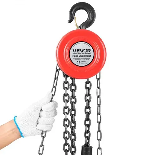 VEVOR Kettenzug mit 1 T Traglast, Handkettenzug, 2,44 m Hubhöhe, Hebezug mit G70-Kette, Hochleistungs-Flaschenzug, manuelle Hebezeuge, Kettenflaschenzug für Garagen, Lager, Automobilmaschinen, Rot – Bild 9