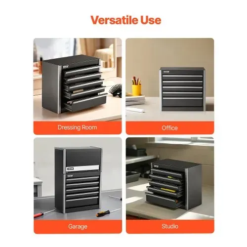 VEVOR Werkzeugkiste 218x118x205 mm, Werkzeugkasten aus Metall mit 5 Schubladen, Werkzeugkoffer mit EVA-Einlagen und PP-Fußpolstern, robuster Stahl mit Kugellageröffnung und Pulverbeschichtung, schwarz – Bild 4