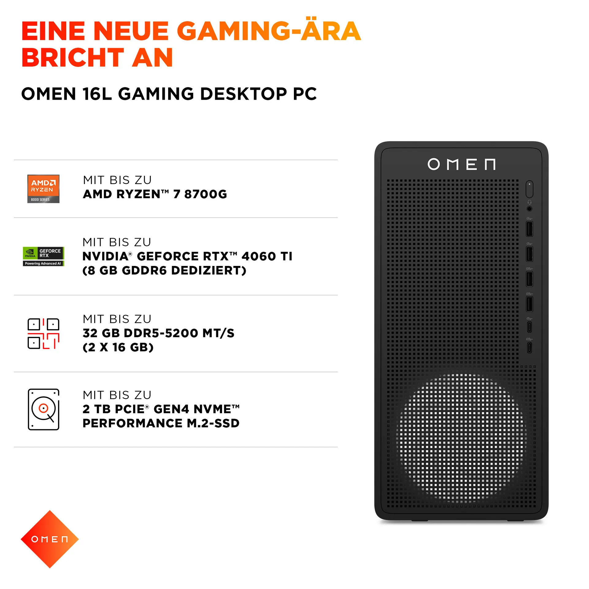 HP OMEN 16L TG03-0186ng AMD Ryzen™ 7 8700F 32 GB DDR5-SDRAM 1 TB SSD NVIDIA GeForce RTX 5060 Ti FreeDOS Tower PC AI PC Schwarz – Bild 7