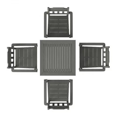 VEVOR 5-teiliges Gartenmöbel Set Balkonmöbel Set 1 Tisch + 4 Stühle, 150 kg / 150 kg Sitzgruppe Garnitur Wetterfest Sonnenfest, Essgruppe Garten Terrassenmöbel-Set Modern Balkon Möbel Hellgrau – Bild 8
