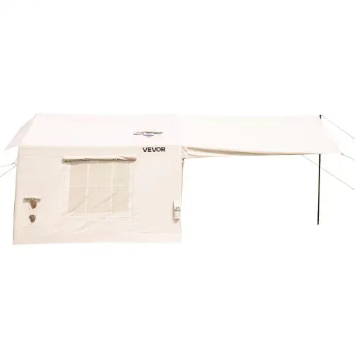 VEVOR Aufblasbares Zelt Luftzelt 3-5 Personen mit Pumpe & Sonnendach Beige, für Outdoor-Aktivität Wasserabweisendes 420D Oxford-Gewebe mit Dachfenster Ofenrohrdurchführung & Netzfenster Windstabil – Bild 8