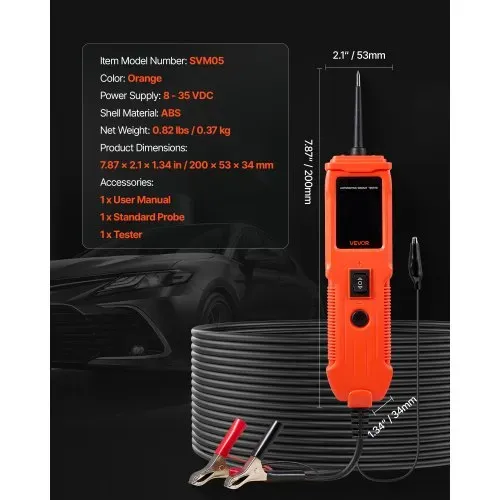 VEVOR Kfz Stromkreistester Elektroprüfer 8-35 DCV mit Stromkreissonde & TFT-Farbdisplay & Beleuchtung, Spannungsprüfer mit 4 m Kabel & ABS-Gehäuse, elektrischer Detektorfinder Stromkreisprüfer – Bild 6