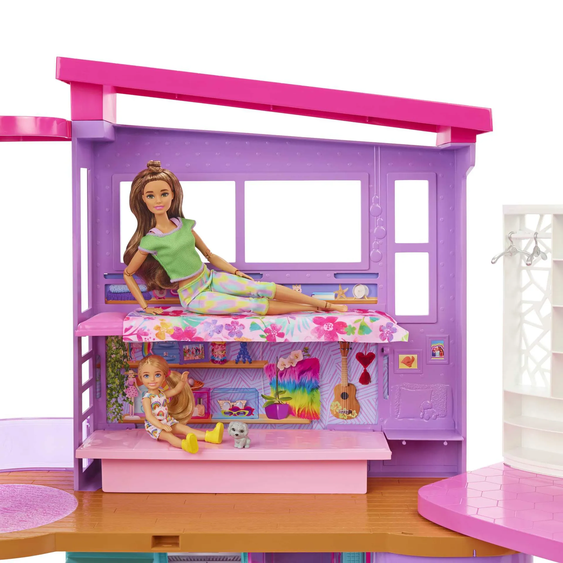 Barbie Malibu Ferien-Haus (klappbar), Puppenhaus inkl. Möbel & Zubehör – Bild 5