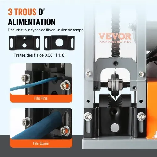 VEVOR Kabelabisoliermaschine Elektrisch φ1,5-25mm Kabelschälmaschine 180W Abisoliermaschine 18m pro Minute Geschwindigkeit Abisolierzange 65-Mn-Federstahl Klinge Ideal zum Abisolieren von Kupferdraht – Bild 3
