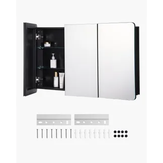 VEVOR Spiegelschrank verspiegelter Arzneischrank Medizinschrank (1017 x 135 x 647 mm) für Badezimmer mit 3 Türen & 3 Spiegeln, Einbau- und Wandmontage, Aluminiumrahmen, Badschrank VEVOR Spiegelschrank verspiegelter Arzneischrank Medizinschrank (1017 x 135 x 647 mm) für Badezimmer mit 3 Türen & 3 Spiegeln, Einbau- und Wandmontage, Aluminiumrahmen, Badschrank
