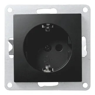 Schutzkontakt-Steckdose McPower “Flair“, 250V~/16A, Steckanschluss, matt schwarz Schutzkontakt-Steckdose McPower “Flair“, 250V~/16A, Steckanschluss, matt schwarz