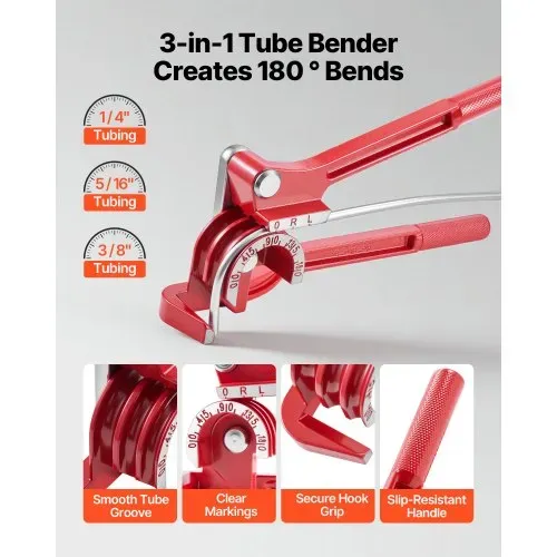VEVOR 5 tlg. Bremsleitung Bördelgerät Set, 45° Bördelwerkzeug mit 7,6m x 4,76mm Bremsleitung für Einfachbördelung, Rohraufweiter mit 20 Anschlüssen 2 Verbindern & Rohrbieger, Reparatursatz für KFZ – Bild 5