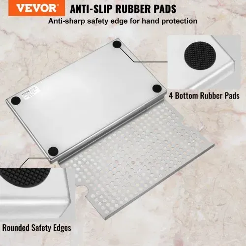VEVOR 304 Edelstahl-Tropfschale, Bierabtropfschale mit 4 Rutschfesten Gummipads & Abnehmbarer Abdeckung, 300 x 180 x 25 mm Bar-Tropfschale Geeignet für Restaurants, Bars, Küchen, Café usw. VEVOR 304 Edelstahl-Tropfschale, Bierabtropfschale mit 4 Rutschfesten Gummipads & Abnehmbarer Abdeckung, 300 x 180 x 25 mm Bar-Tropfschale Geeignet für Restaurants, Bars, Küchen, Café usw.