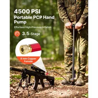 VEVOR PCP-Handpumpe 3,5-stufig, Hochdruckpumpe 31,03 MPa, Standpumpe mit Öl-Wasser-Filter, Manometer und Edelstahlgehäuse, für Luftgewehre, Paintball, Reifenbefüllung und Schlauchboote VEVOR PCP-Handpumpe 3,5-stufig, Hochdruckpumpe 31,03 MPa, Standpumpe mit Öl-Wasser-Filter, Manometer und Edelstahlgehäuse, für Luftgewehre, Paintball, Reifenbefüllung und Schlauchboote