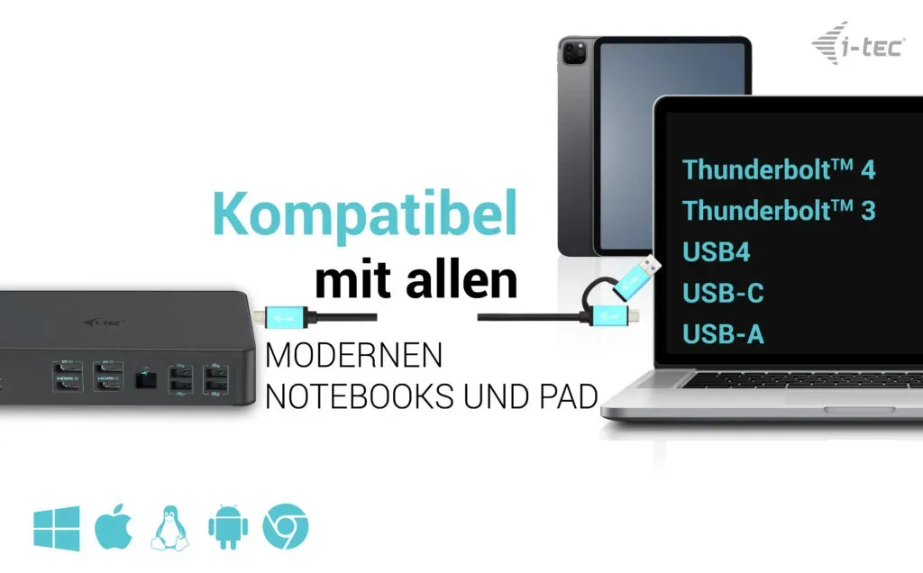 i-tec USB 3.0 / USB-C / Thunderbolt 3 Professional Dual 4K Display Docking Station Generation 2 + Power Delivery 100W – Bild 7