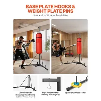 VEVOR Boxsackständer Boxsackhalter Trainingsgerät aus Stahl (65 kg belastbar) höhenverstellbares freistehendes Sandsackgestell Ständer mit beschwerter Basis, Trainingsgerät für Fitness-Studio VEVOR Boxsackständer Boxsackhalter Trainingsgerät aus Stahl (65 kg belastbar) höhenverstellbares freistehendes Sandsackgestell Ständer mit beschwerter Basis, Trainingsgerät für Fitness-Studio