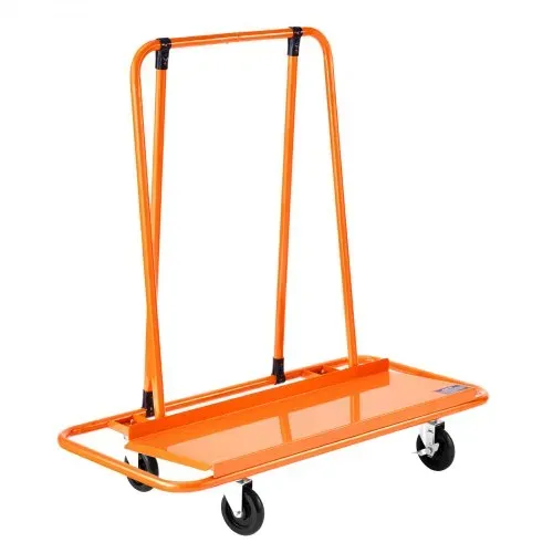 VEVOR Plattenwagen, 816 kg Tragkraft, Transportwagen mit 4 Lenkrollen, Paneelwagen, Plattenkarren mit Spanngurt, Transporthilfe für Sperrholz, Gipskarton, Glas, Orange, 1150x555x1180 mm – Bild 9