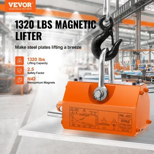 VEVOR Lasthebemagnet Kranmagnet (600 kg Tragfähigkeit, 1500 kg Zugkraft, -40 bis 80 ℃), 12 Stk. Magnete Handgesteuertes Gabelanheben Magnetlifter Magnetheber Gelb Neodymium Lifting Magnet Werkzeug VEVOR Lasthebemagnet Kranmagnet (600 kg Tragfähigkeit, 1500 kg Zugkraft, -40 bis 80 ℃), 12 Stk. Magnete Handgesteuertes Gabelanheben Magnetlifter Magnetheber Gelb Neodymium Lifting Magnet Werkzeug