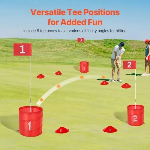 VEVOR Golfspiel Set, 6-Loch-Golfplatz, Übungsspiele für Golf im Eimer, Golf-Chipping-Spiel für den Außenbereich, tragbares Outdoor-Golfspiel, Ideal für Rasen, Hof, Camping, Park, Strand – Bild 5