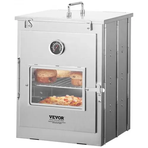 VEVOR faltbarer Campingofen tragbare Campingherde aus Edelstahl, mit 3-stufigem Grill, Griff und Thermometer, Verwendung mit Holzfeuer, Propangasöfen zum Backen von Brot Pizza Kochen im Freien – Bild 10
