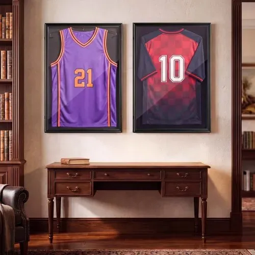 VEVOR Trikotrahmen 925 x 718 mm Holz mit PC-Platte Magnetverschluss Schwarz, Trikot-Bilderrahmen 98 % UV-Schutz, Objektrahmen mit Aufhänger für Baseball-, Basketball-, Football- und Hockeytrikots – Bild 7