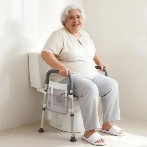 VEVOR Toilettensitzerhöhung Toilettenerhöhung (verstellbare Höhe & Breite) mit Armlehnen & 181 kg Tragkraft & 4 Beinen, erhöhter Toilettensitz für ältere Menschen Senioren Behinderte Schwangere – Bild 7