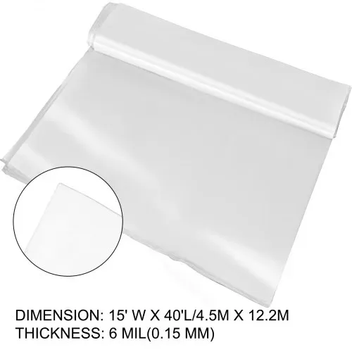 VEVOR PE Gewächshausfolien 4,5 M Länge x 12,2 M Breite Transparent Treibhausfolien, 0,15 mm Dicke Folientunnel, reißfeste Gartenfolien aus Polyethylen als Plastikfolien für Abdeckungen im Außenbereich – Bild 7