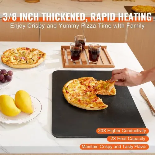 VEVOR Pizzastein Pizzastahl 508 x 355 x 10 mm, Pizzastahlplatte für den Ofen, Vorgewürzter Pizza-Backstein aus Q235-Kohlenstoffstahl mit Höherer Leitfähigkeit für Restaurants, Cafés, Straßenläden – Bild 2