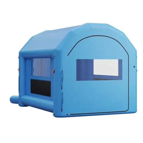 VEVOR Aufblasbare Lackierkabine 4x3x2,75 m Spritzkabine Farbkabine Blau, mit 750-W-Gebläse Aktivkohlefiltration PVC-Fenster Bogendach für Fahrräder Motorräder & Möbel Tragbar – Bild 10