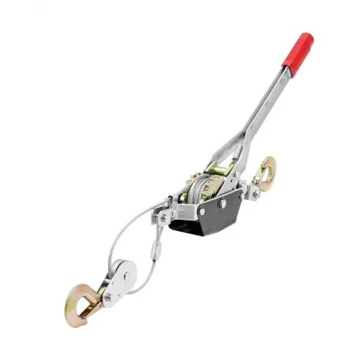 VEVOR Handhebelseilzug, 2 Tonnen (4.409 lbs) Zugkraft, 3,7 m Stahlkabel, 2 Haken, Hochleistungs-Ratschen-Handseilwinde mit Doppelgetriebe, Flaschenzug-Seilzieher, ideal für Fahrzeugrettung – Bild 9
