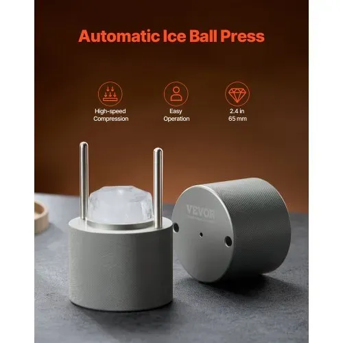 VEVOR Eispresse Eiskugelformer Set 65 mm Eiskugel Eisblockform aus Luftfahrt-Aluminium mit Zange & Abtropfschale, Diamond Eisballmaker für Whisky Cocktail Bourbon Scotch auf Partys & im Urlaub VEVOR Eispresse Eiskugelformer Set 65 mm Eiskugel Eisblockform aus Luftfahrt-Aluminium mit Zange & Abtropfschale, Diamond Eisballmaker für Whisky Cocktail Bourbon Scotch auf Partys & im Urlaub