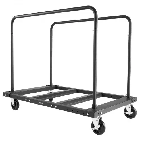 VEVOR Plattenwagen, 816 kg, Transportwagen mit 12,5 mm Lenkrollen, Plattenroller, Rohrbügelwagen mit Zurrgurt & 2 seitlichen Handläufen, Transporthilfe für Fabrik, Lager, Garage, Schwarz – Bild 9