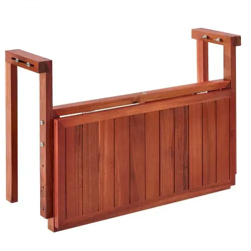VEVOR Balkonhängetisch 560x280 mm Klapptisch 27 kg Hängetisch Balkontisch, für Terrasse Garten oder Balkon, Passend für 80-135 mm Geländer, Höhenverstellbar, Tischplatte aus Akazienholz, Platzsparend – Bild 10