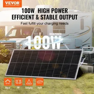 VEVOR 100W Solarpanel Kit 12V monokristallinen Solarmodul plus Laderegler 8,33A Solaranlage Umwandlungsrate von 23 % Kompatibel mit AGM-, GEL-, FLD-, LI-Batterien Ideal für Wohnmobile Yachten Zuhause VEVOR 100W Solarpanel Kit 12V monokristallinen Solarmodul plus Laderegler 8,33A Solaranlage Umwandlungsrate von 23 % Kompatibel mit AGM-, GEL-, FLD-, LI-Batterien Ideal für Wohnmobile Yachten Zuhause