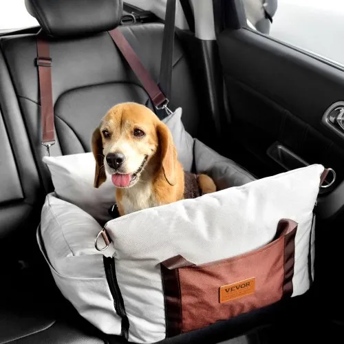 VEVOR Hundeautositz Hundesitzerhöhung mit seitlichen Griffen und Aufbewahrungstasche, ansteckbarer Sicherheitsleine und Füllung aus PP-Baumwolle, Hundeautobett für kleine Hunde bis 25 Pfund, grau VEVOR Hundeautositz Hundesitzerhöhung mit seitlichen Griffen und Aufbewahrungstasche, ansteckbarer Sicherheitsleine und Füllung aus PP-Baumwolle, Hundeautobett für kleine Hunde bis 25 Pfund, grau