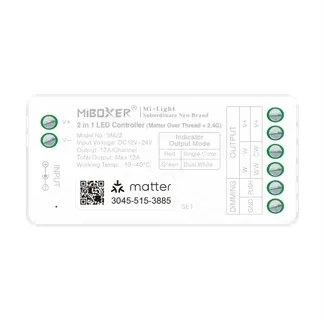 MiBoxer SM2 LED Controller Matter-Serie 2in1 Single colour/CCT(dual white) dim DC12/24V Matter Over Thread+2.4GHz MiBoxer SM2 LED Controller Matter-Serie 2in1 Single colour/CCT(dual white) dim DC12/24V Matter Over Thread+2.4GHz
