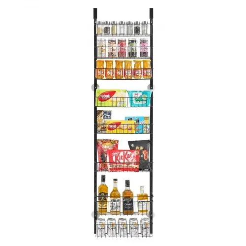 VEVOR Vorratsschrank Speisekammer-Organizer Aufbewahrung über der Tür, 8-stufige Gewürzregale zum Aufhängen aus Stahl, verstellbare Lagerregale für die Wand, für Zuhause Küche Badezimmer, schwarz – Bild 8