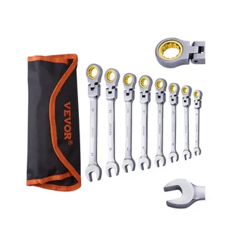 VEVOR Flexhead-Ratschenschlüsselsat 8-teiliger Ringmaulschlüsselsatz mit Rolltasche, Cr-V-Stahl flexibler Ratschenschlüsselsatz metrisch 8 mm bis 17 mm, ideal für Haushalts- und Autoreparaturen VEVOR Flexhead-Ratschenschlüsselsat 8-teiliger Ringmaulschlüsselsatz mit Rolltasche, Cr-V-Stahl flexibler Ratschenschlüsselsatz metrisch 8 mm bis 17 mm, ideal für Haushalts- und Autoreparaturen
