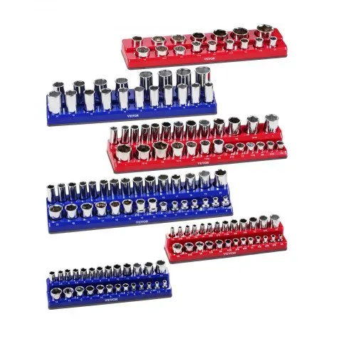 VEVOR Steckschlüssel-Organizer-Set, 6-teilig, 1/4 Zoll, 3/8 Zoll & 1/2 Zoll SAE-Steckschlüsselablagen, für bis zu 143 Standard- & tiefe Steckschlüssel, (Steckschlüssel nicht im Lieferumfang enthalten) – Bild 10
