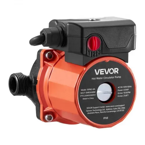 VEVOR Umwälzpumpe, 38 LPM, Umwälzpumpensystem mit sofortiger Zirkulation, 3-Gang-Steuerung, 100 W, AC 220–240 V, G3/4 Zoll auf G1/2 Zoll Adapter, Gusseisenkopf, für Warmwasserbereitersystem – Bild 9