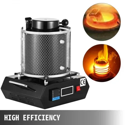 VEVOR Goldschmelzofen 1350 W 1150 ℃ Max. Temperatur, digitaler elektrischer Schmelzofen 3 kg Keramiktiegel zum Gießen & Raffinieren von Edelmetallen, zur Verarbeitung von Gold Silber Aluminium – Bild 3